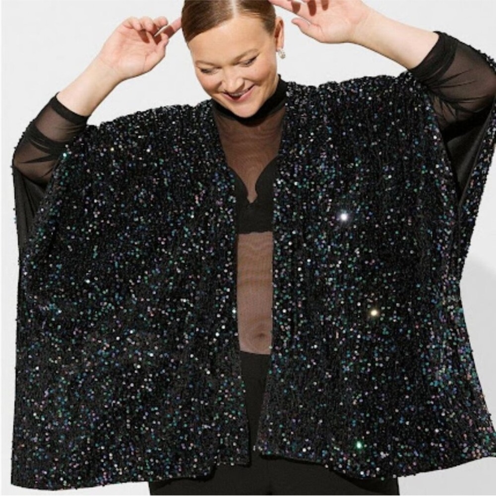 Torrid Black Sequin Ruana